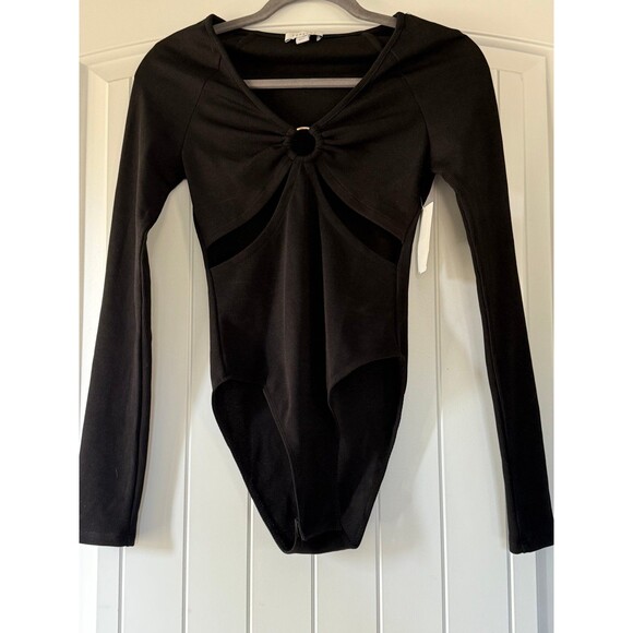 Topshop Cut out v neck long sleeve bodysuit Ladies size Small - Picture 1 of 3